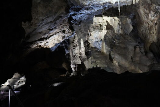 Blue-violet LED light show in the rear section of Herrmann’s Cave